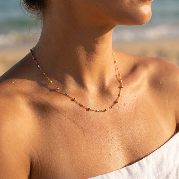 Coralie Beaded Gold Chain Necklace
