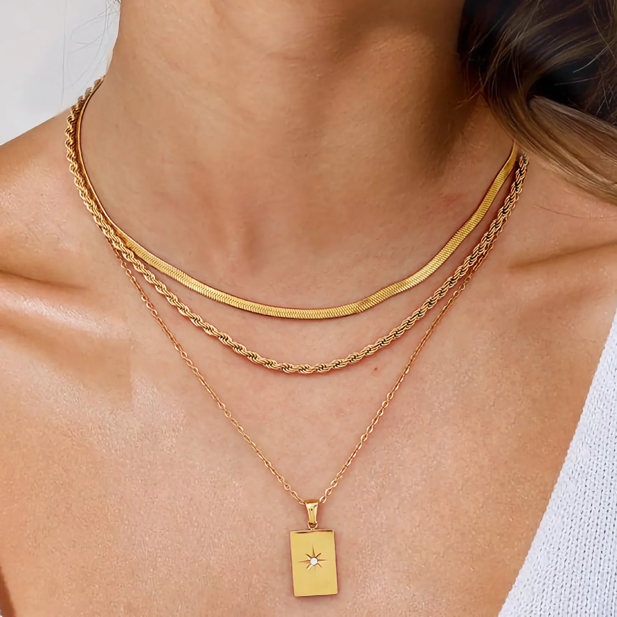 Aurelia Triple Layered Gold Necklace