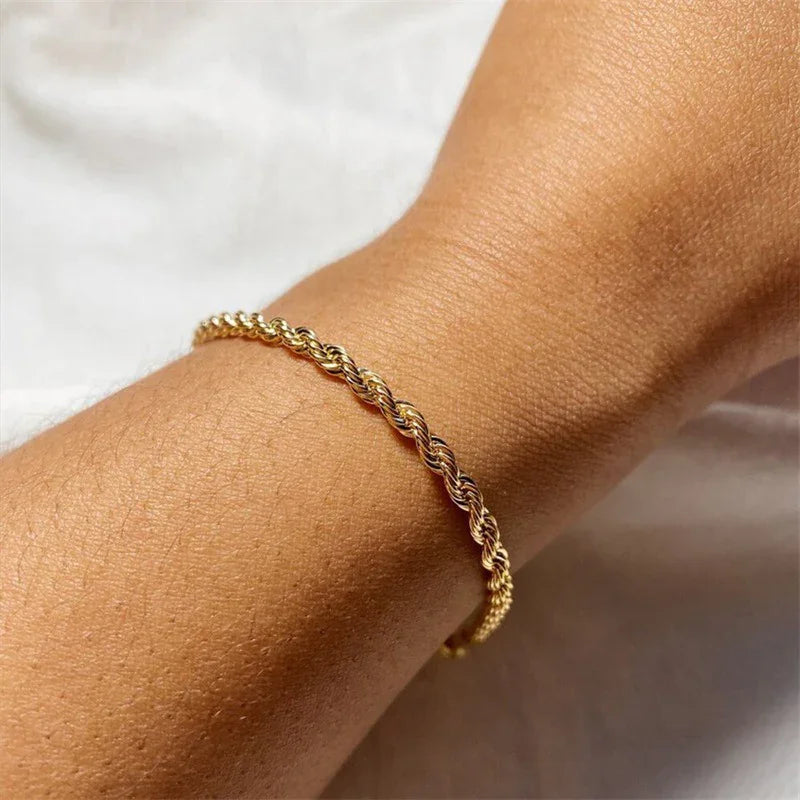 Twisted Rope Chain Necklace & Bracelet Bundle Set