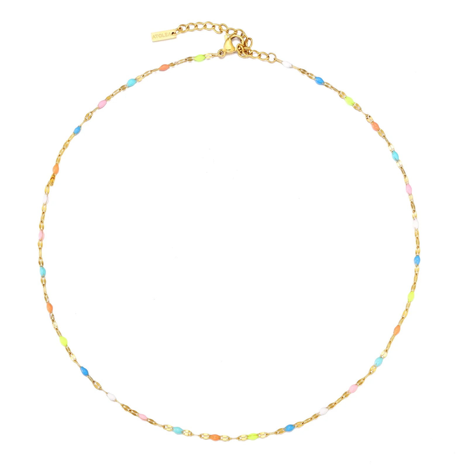 18K Gold Plated Rainbow Enamel Dainty Choker Necklace