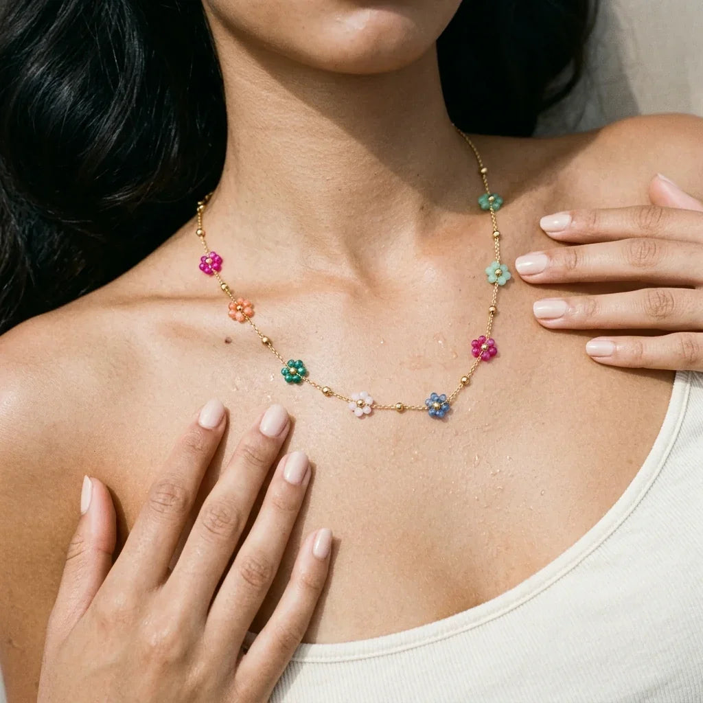 Fleurette Pastel Floral Charm Necklace