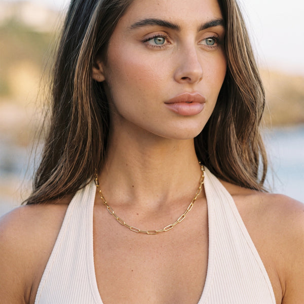 Paperclip Chain Necklace & Bracelet Bundle Set
