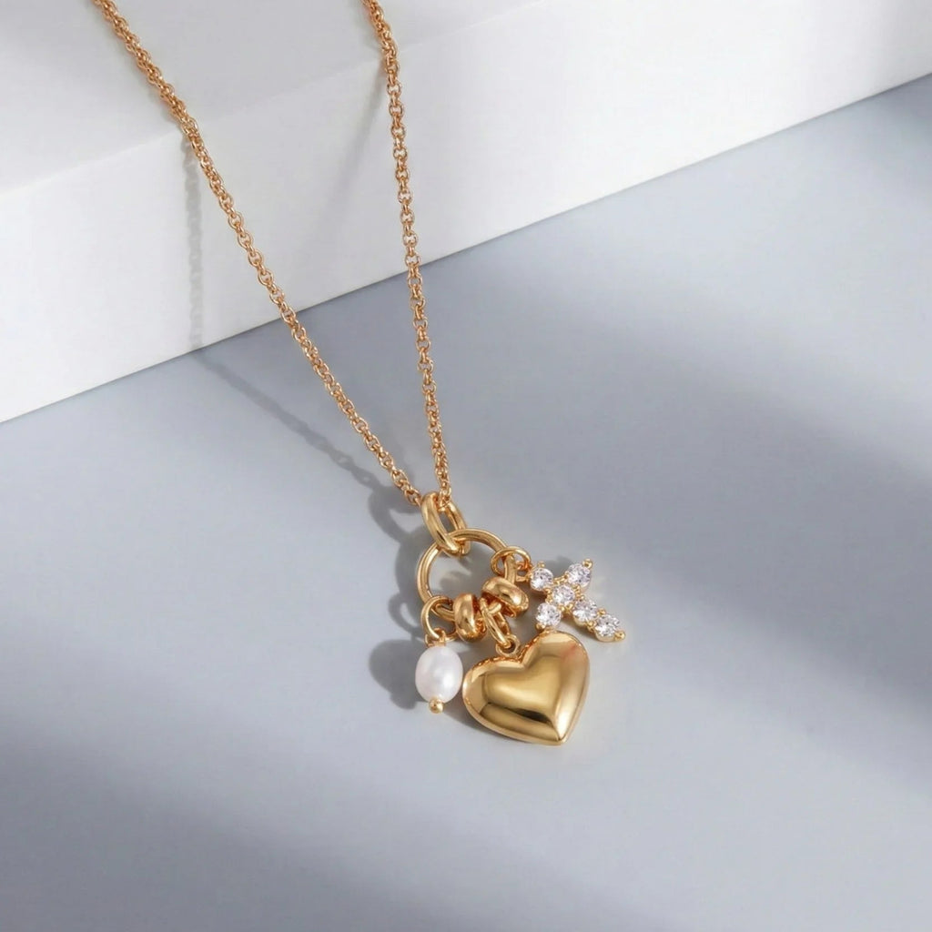 Delphina Diamond Heart Charm Necklace