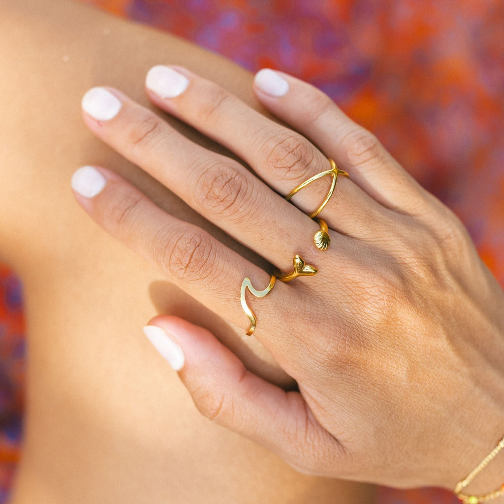 18K Gold Plated Golden Sun Signet Ring
