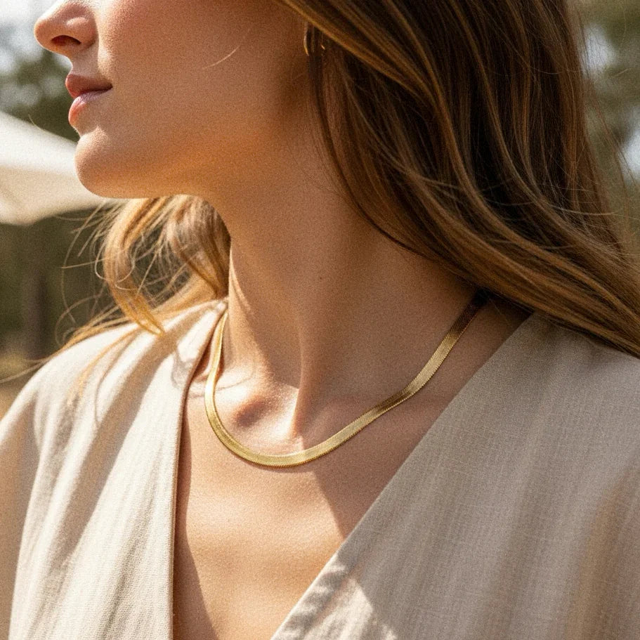 Vesper Herringbone Chain Necklace