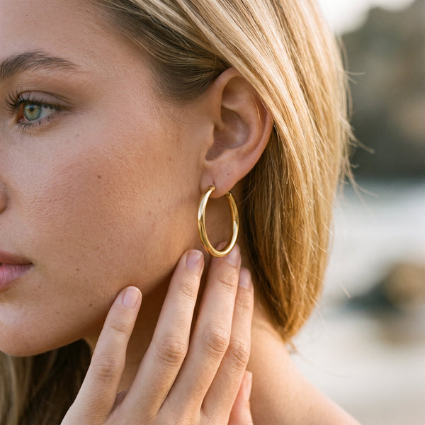 Broad Round Hoop Earrings Bundle Set