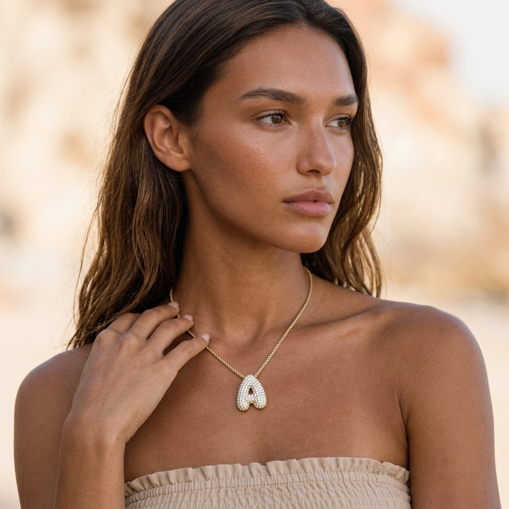 Genevieve Bubble Initial Necklace