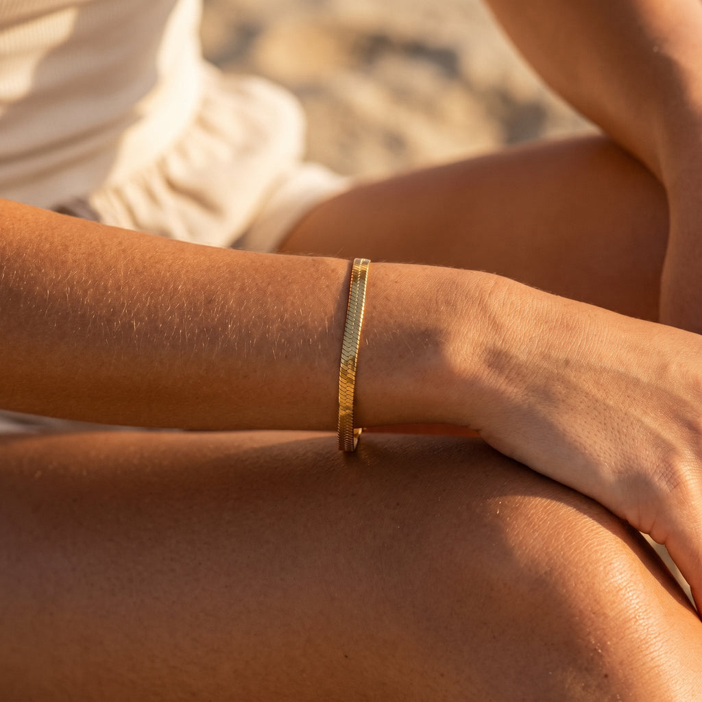 Herringbone Chain Choker & Bracelet Bundle Set