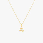 18K Gold Plated Pearl Initial Letter Pendant Necklace