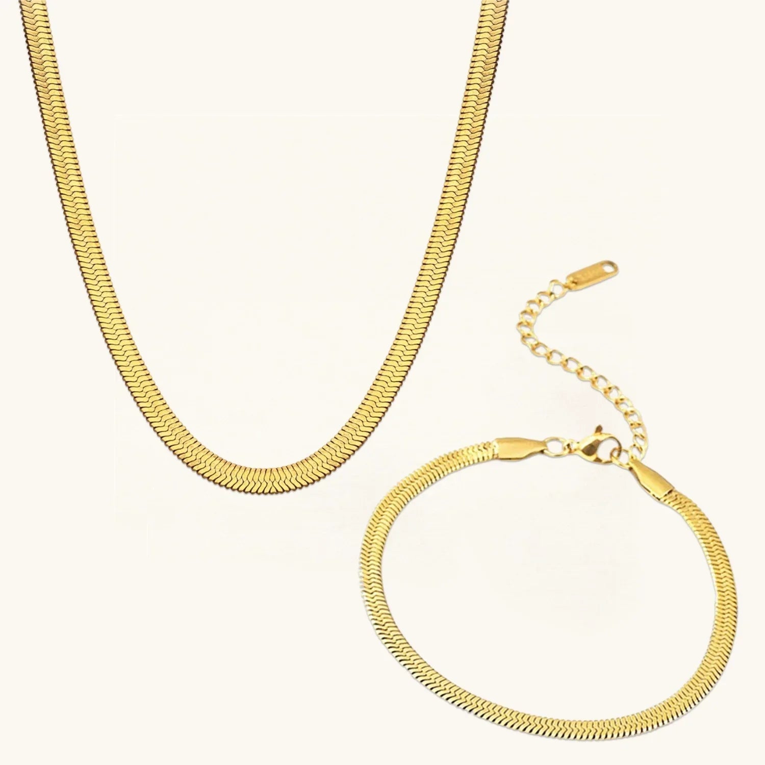 Herringbone Chain Choker & Bracelet Bundle Set