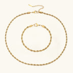 Twisted Rope Chain Necklace & Bracelet Bundle Set