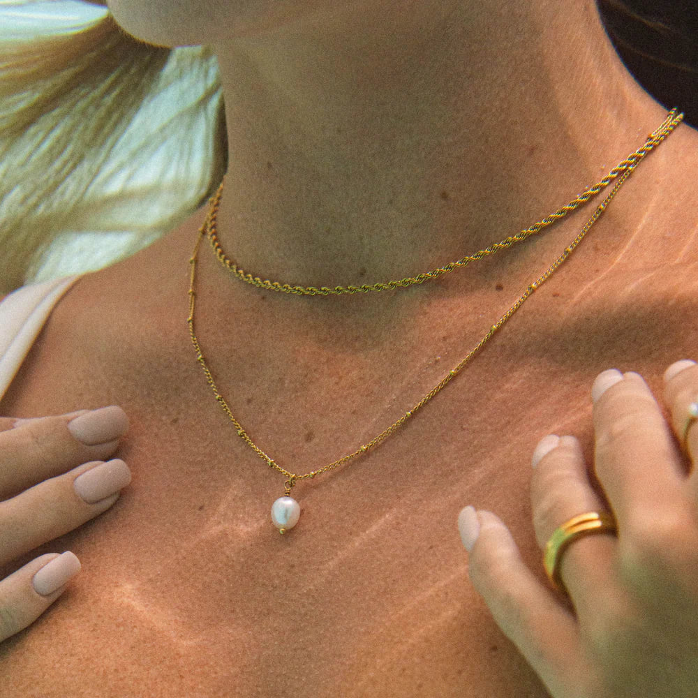 18K Gold Plated Baroque Freshwater Pearl Pendant Necklace
