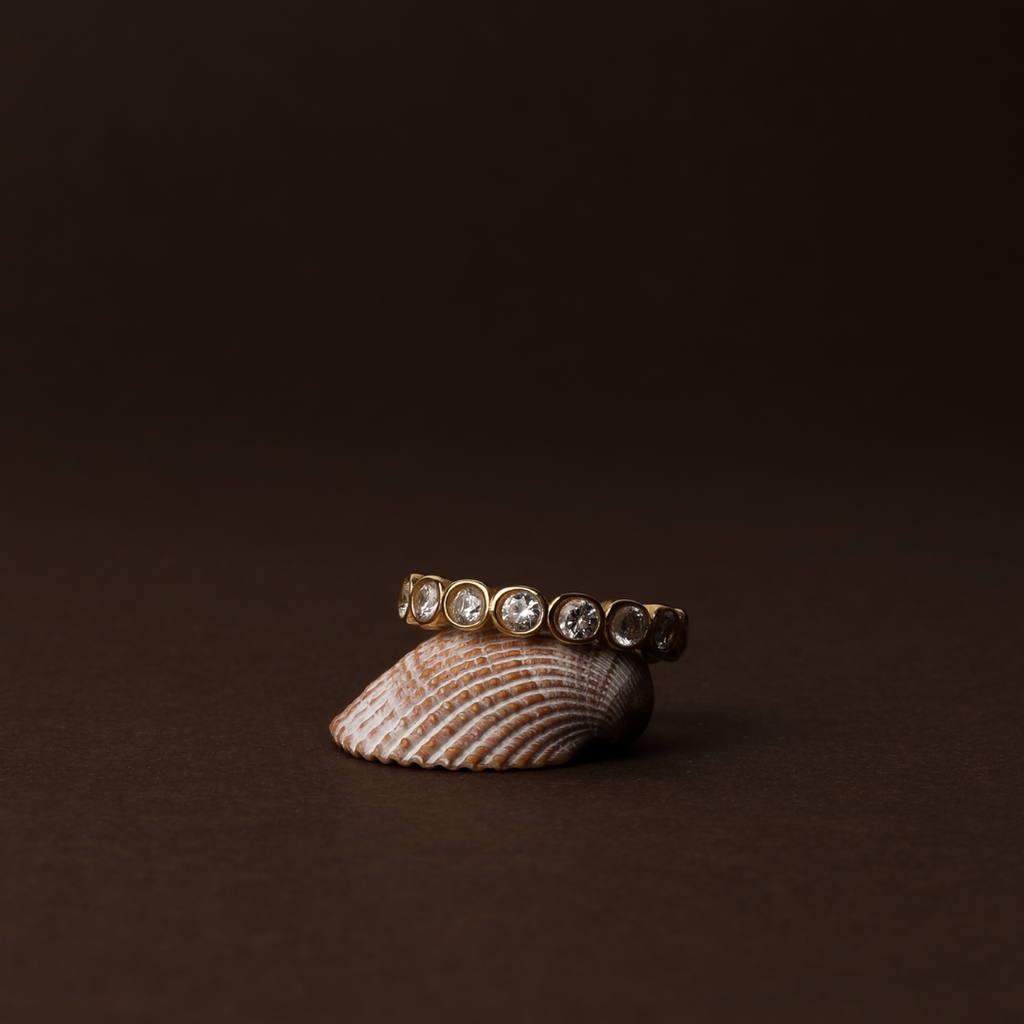 18K Gold Plated Beaded Sparkly Zircon Ring
