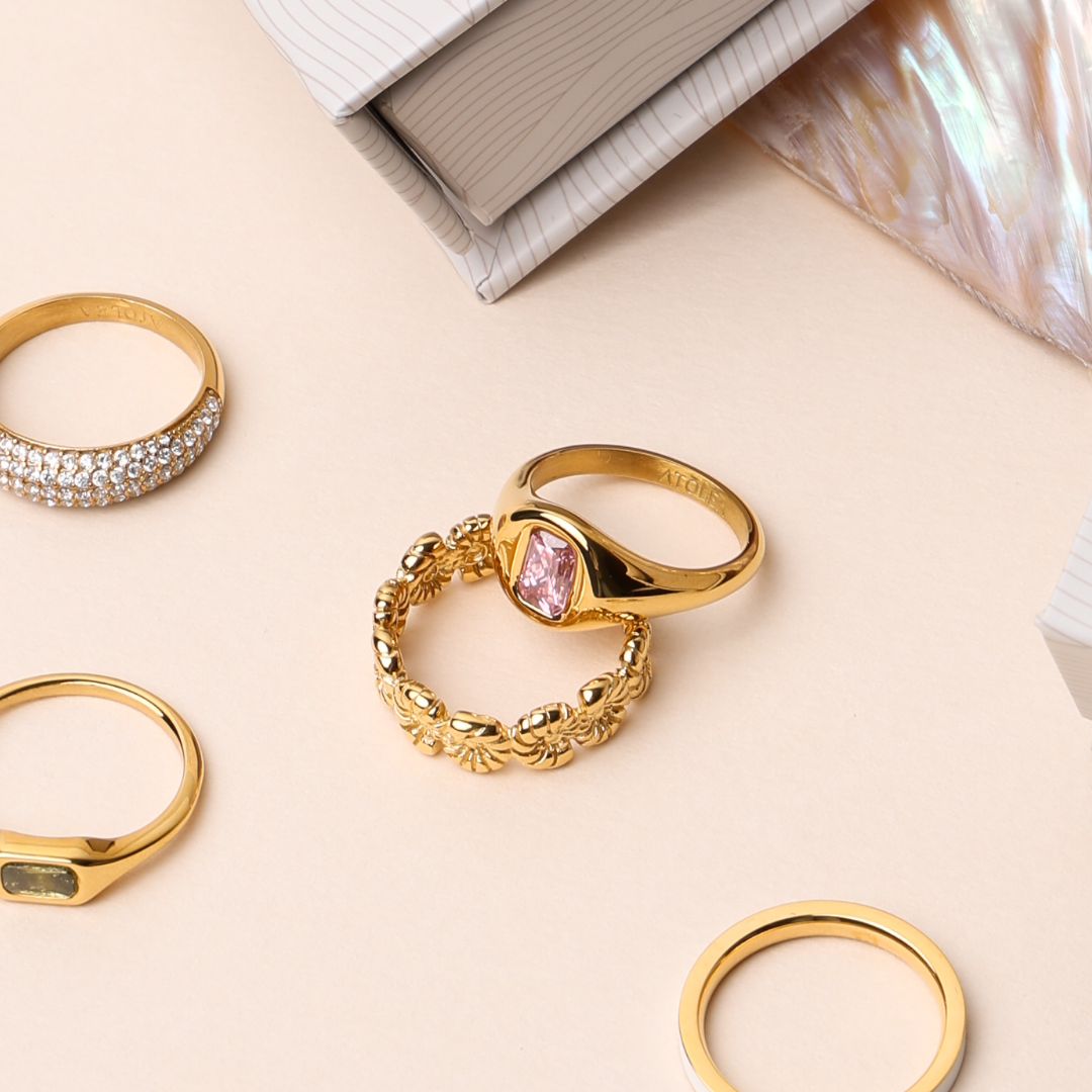 18K Gold Plated Rose Pink Zircon Thin Ring