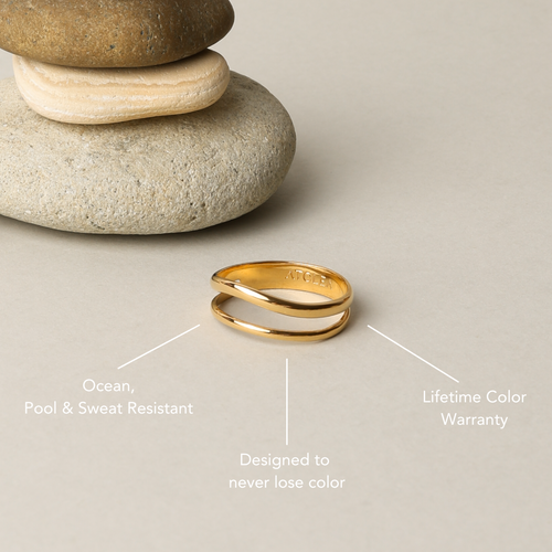 18K Gold Plated Breeze Double Band Ring Dainty