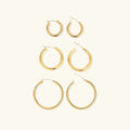 Broad Round Hoop Earrings Bundle Set