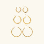 Broad Round Hoop Earrings Bundle Set