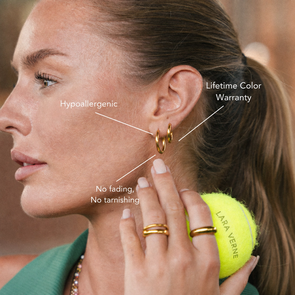 18K Gold Plated Classic Hoop Earrings 3 Sizes