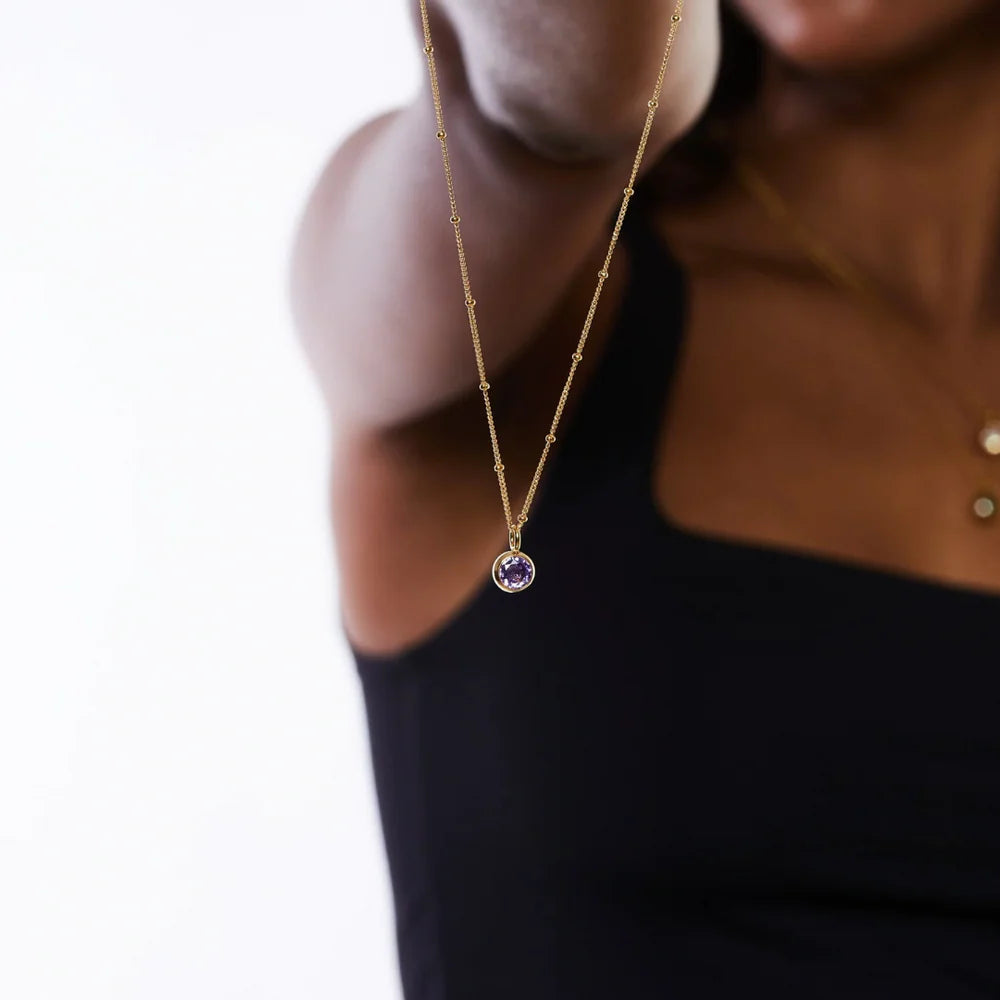 18K Gold Plated Birthstone Pendant Necklace