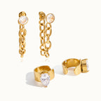 Diamond Drop & Teardrop Cuff Earrings Bundle Set
