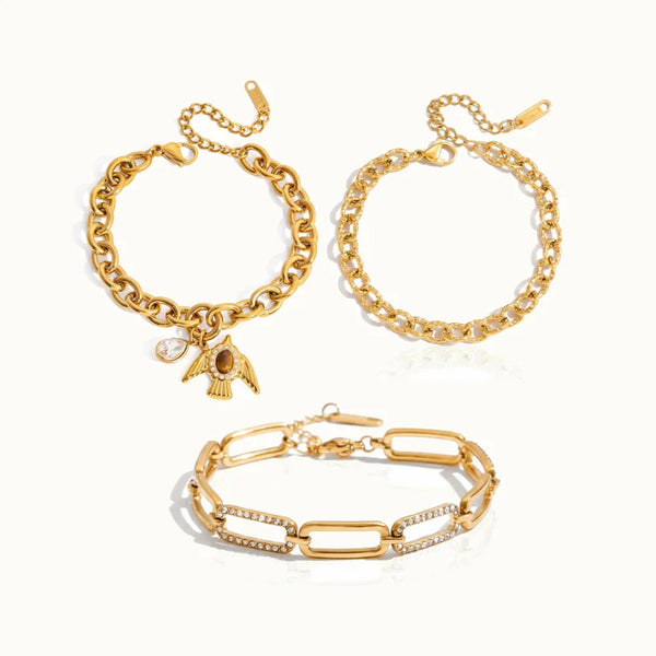 Swallow Pendant & Gold Chain Bracelet Bundle Set