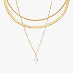 Rope, Herringbone Choker & Baroque Pearl 3-Piece Bundle Set