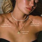 18K Gold Plated Genuine Freshwater Pearl Choker Necklace