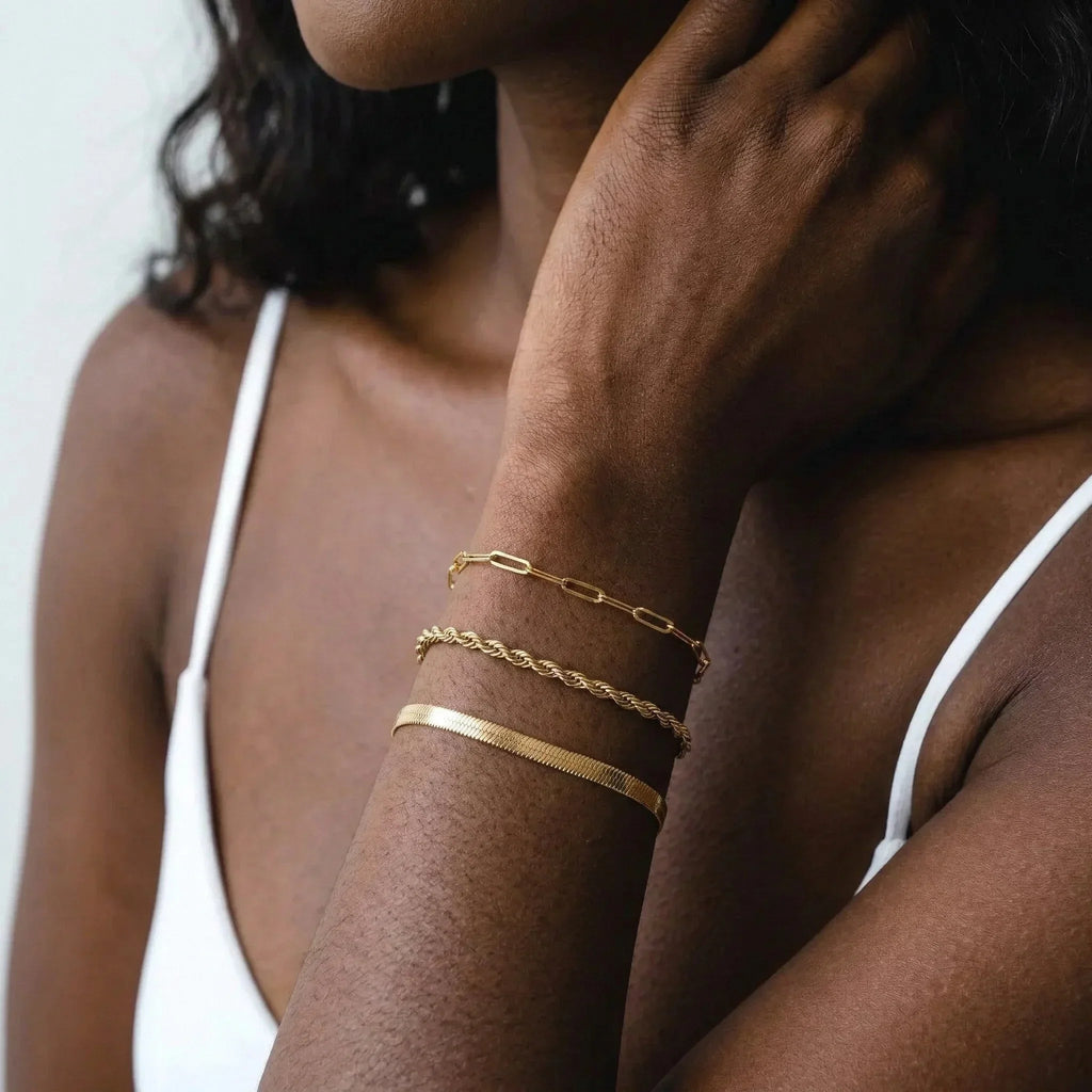 Rope, Paperclip & Locket 3-Piece Bracelet Bundle Set