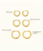 Triple Hoop Earrings Set Gold Plated 18K