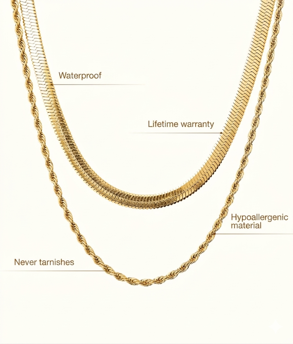 Melina Layered Necklace Set Gold Plated 18K