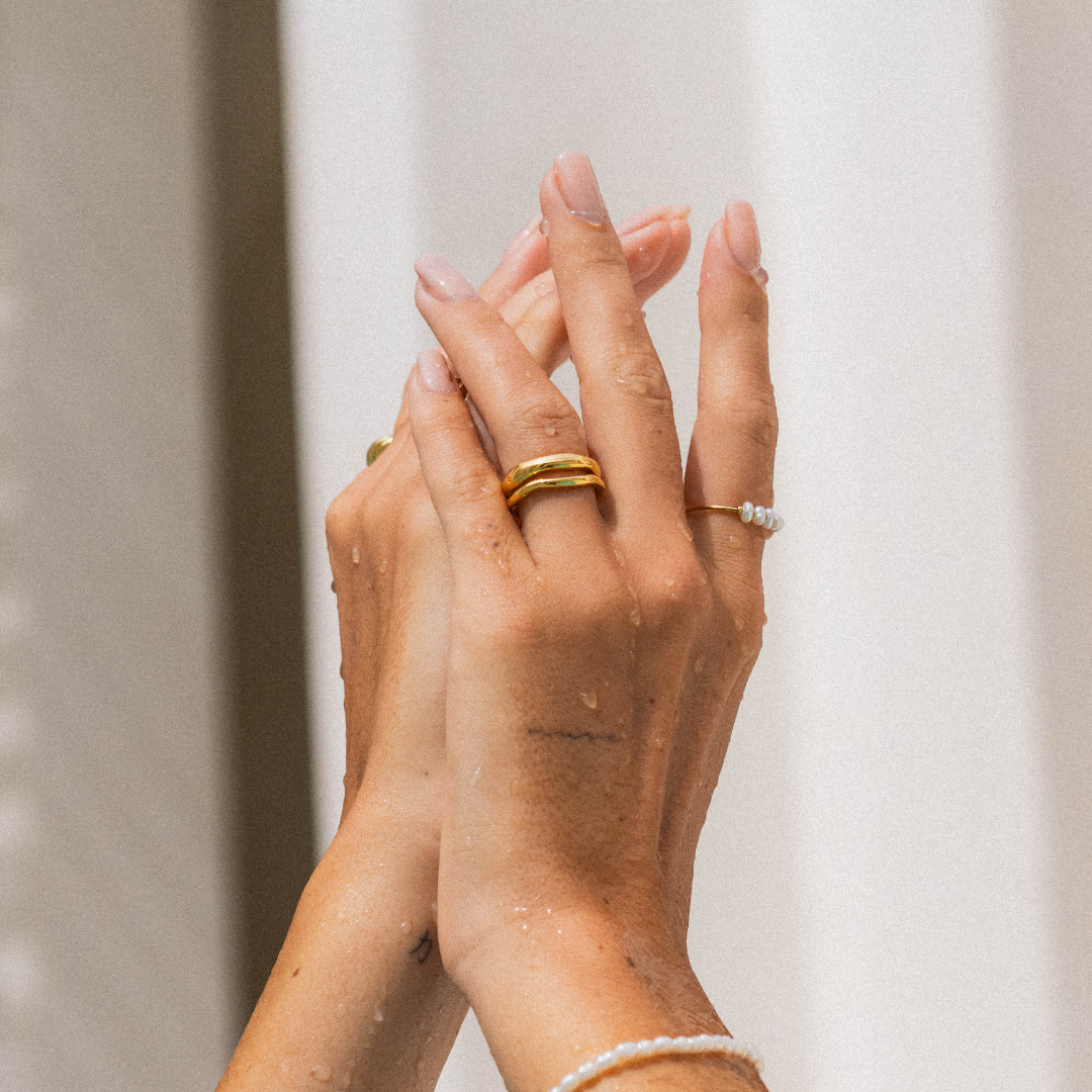 18K Gold Plated Gemini Stackable Ring Set of 2