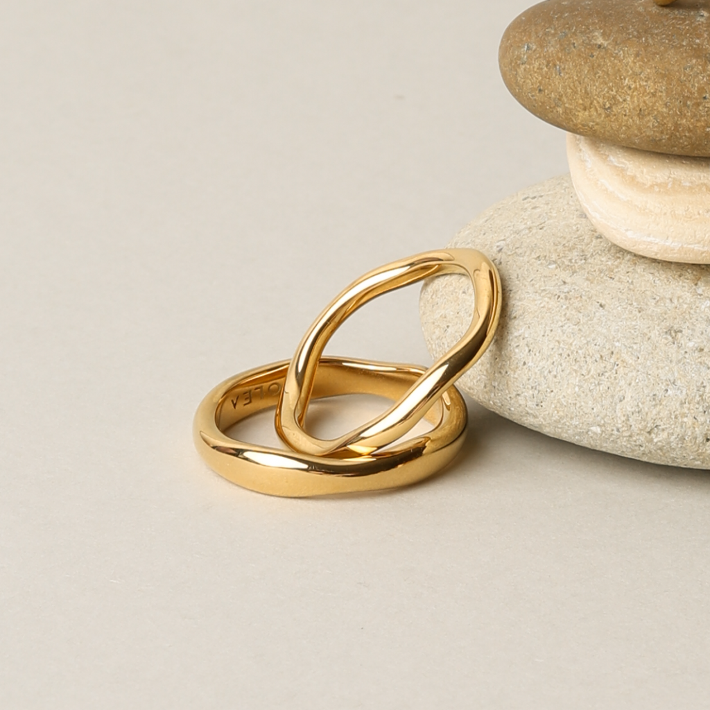 18K Gold Plated Gemini Stackable Ring Set of 2