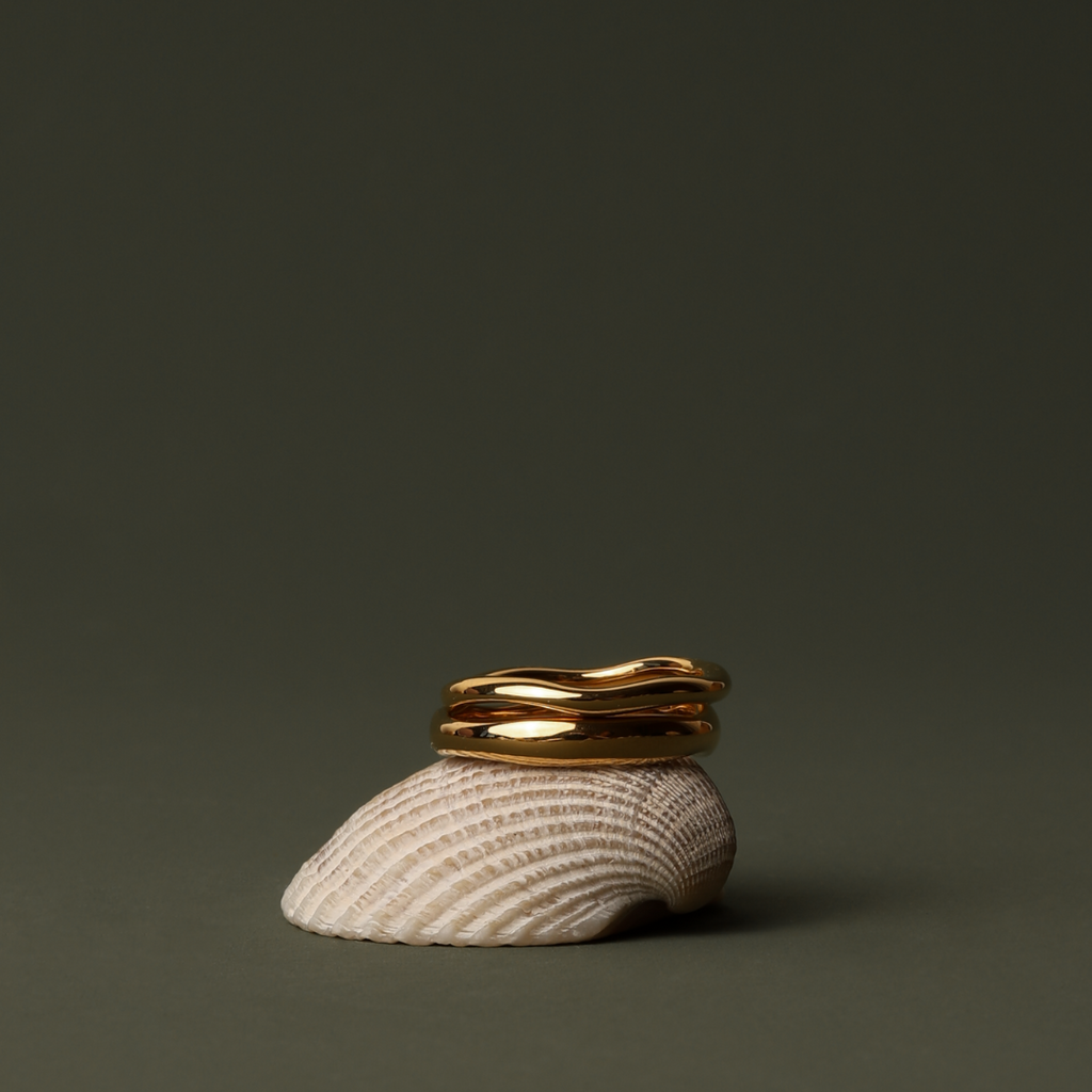 18K Gold Plated Gemini Stackable Ring Set of 2