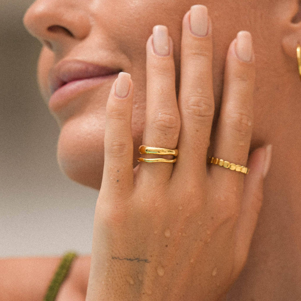 18K Gold Plated Gemini Stackable Ring Set of 2