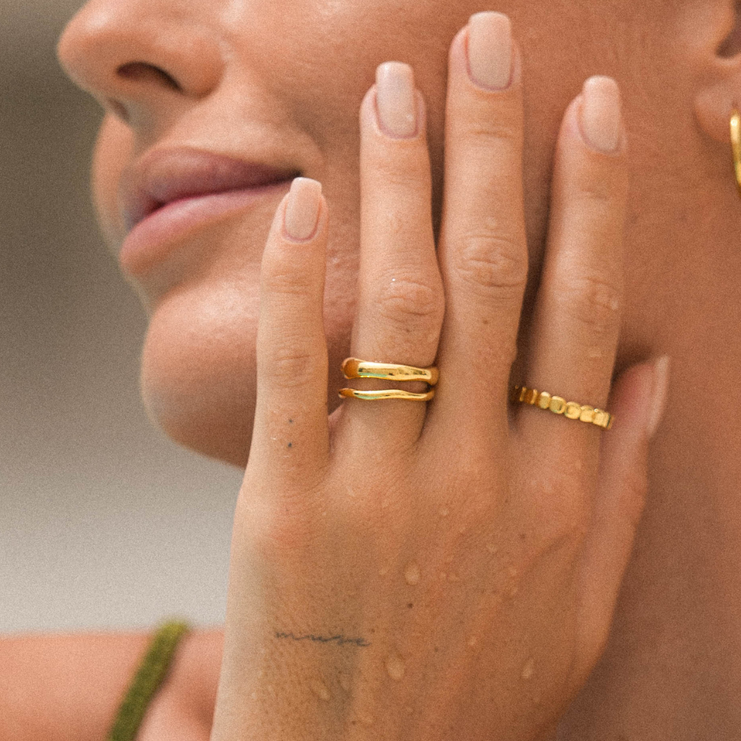 18K Gold Plated Gemini Stackable Ring Set of 2
