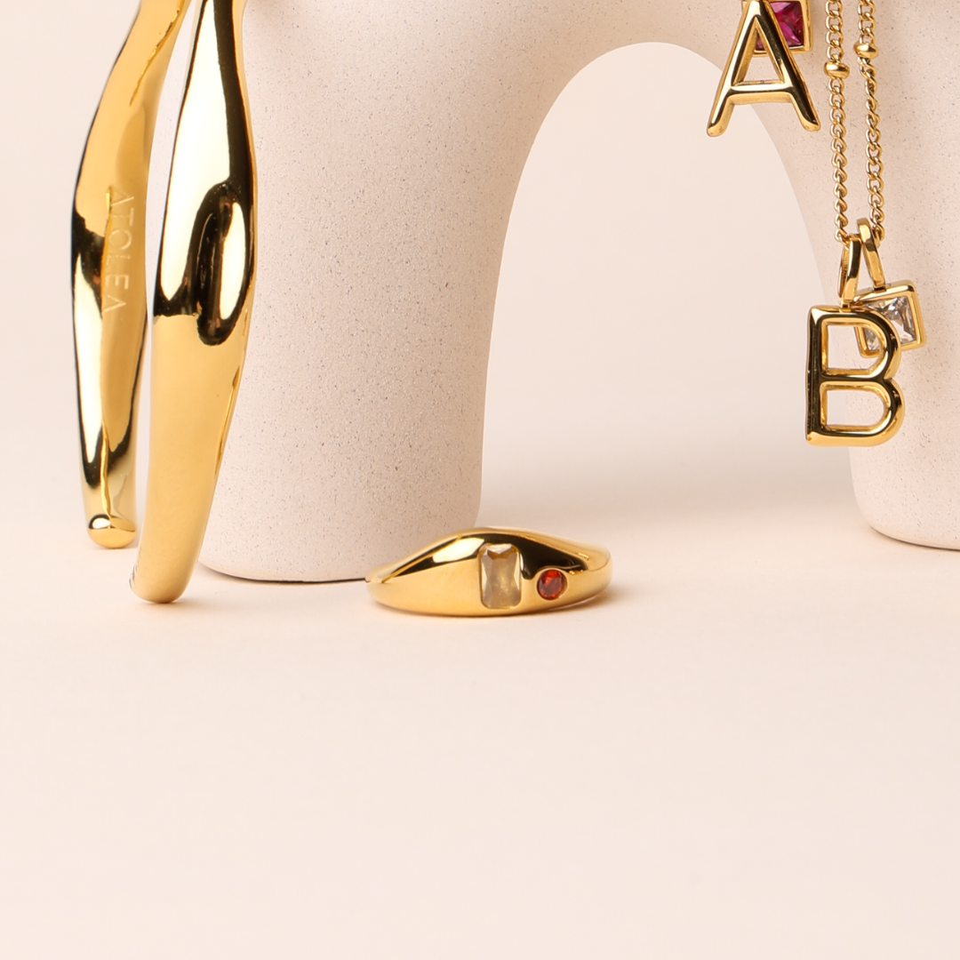 18K Gold Plated Mango Orange Zircon Ring