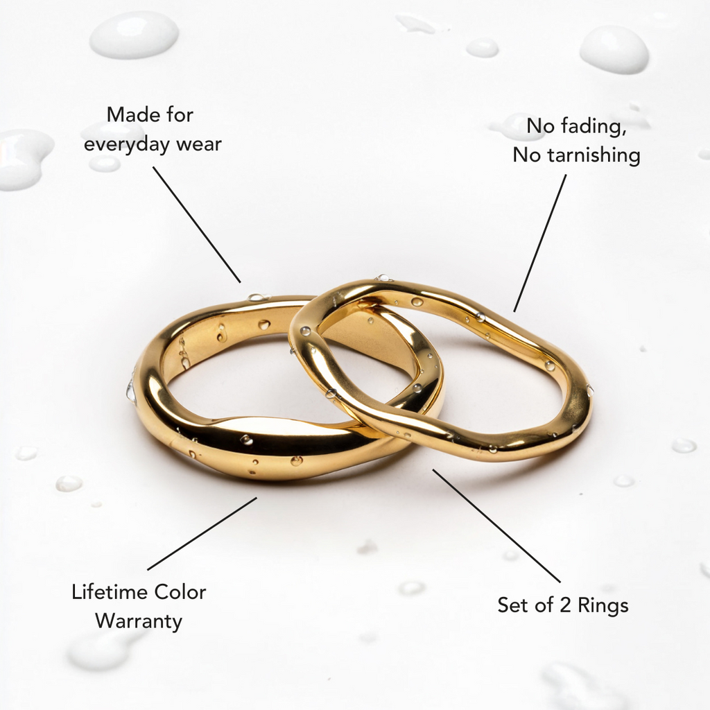18K Gold Plated Gemini Stackable Ring Set of 2