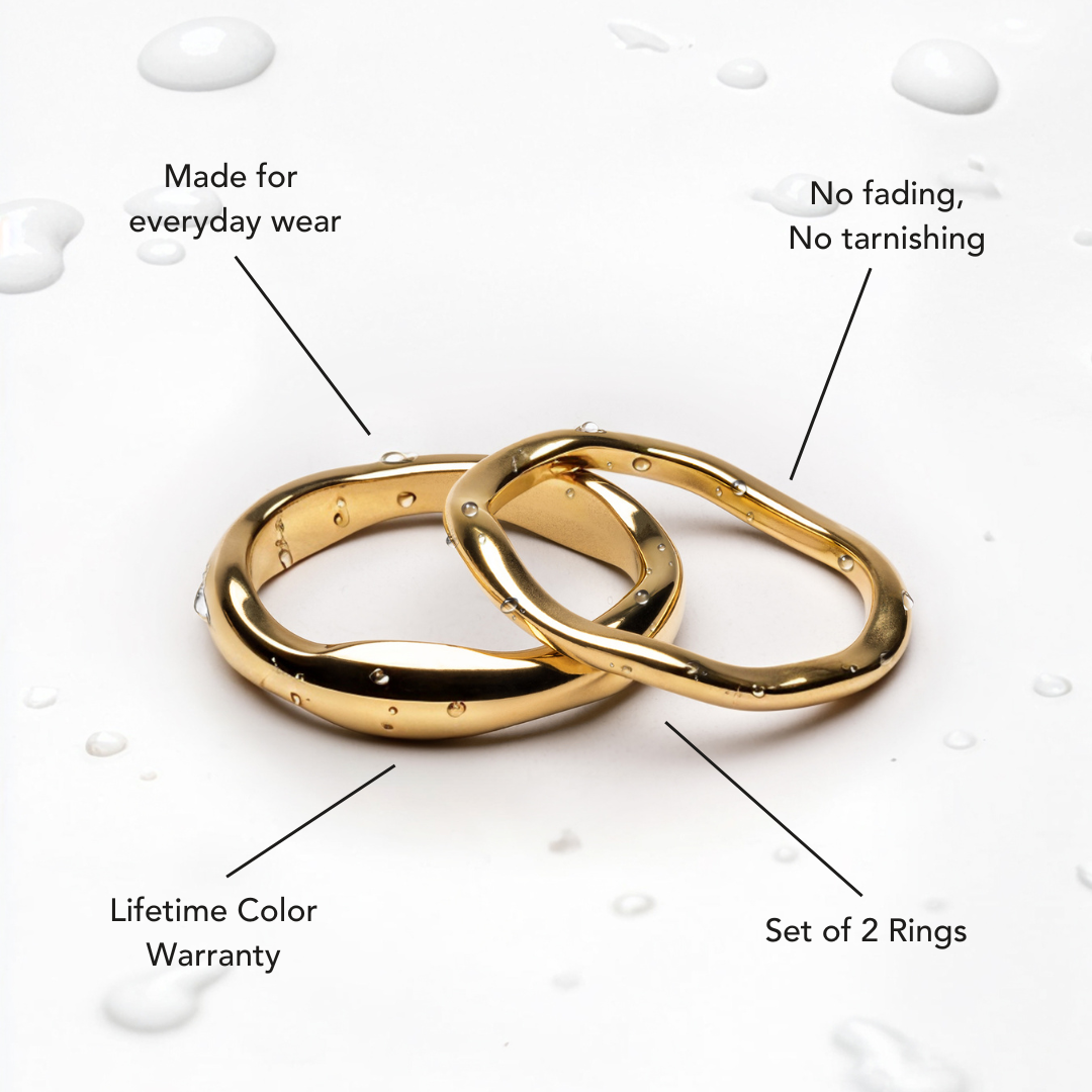 18K Gold Plated Gemini Stackable Ring Set of 2