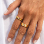 18K Gold Plated Sparkling Starburst Zircon Band Ring