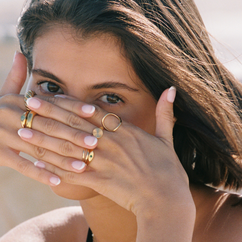 18K Gold Plated Bahia Oval Signet Ring Waterproof