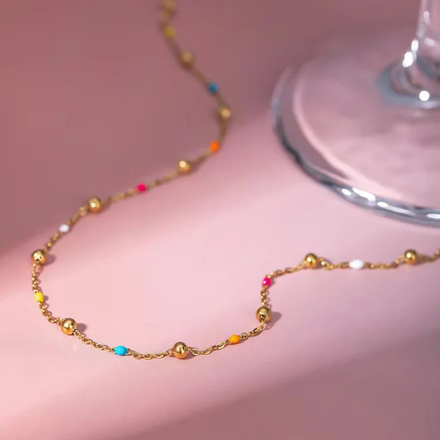 Coralie Beaded Gold Chain Necklace
