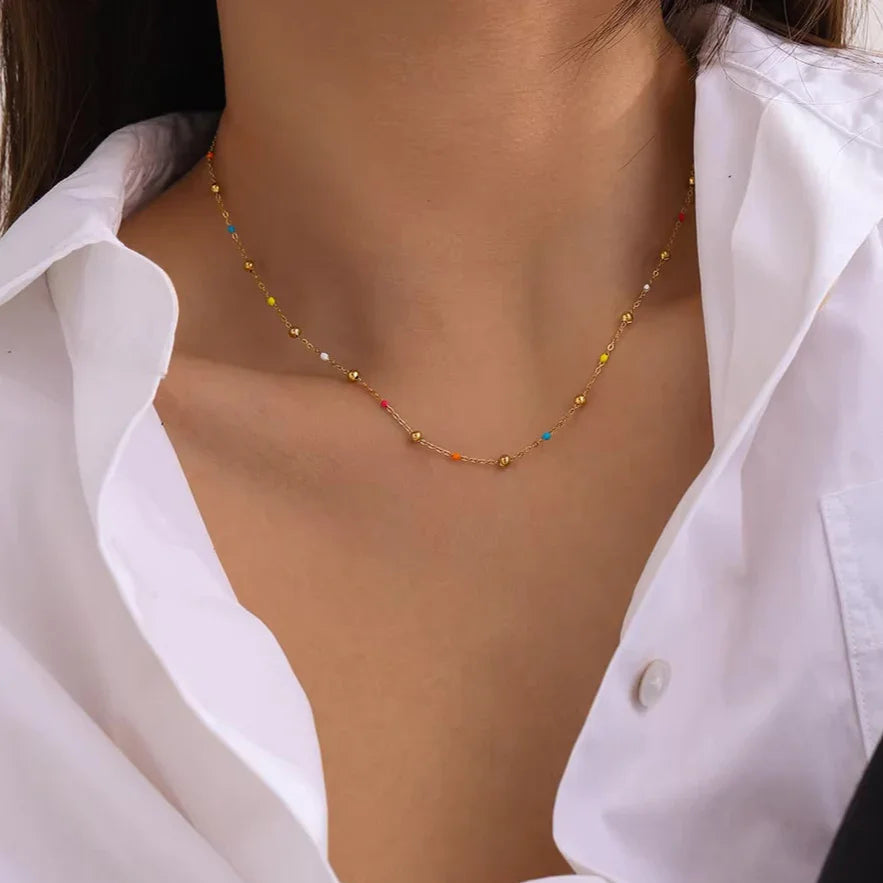 Coralie Beaded Gold Chain Necklace