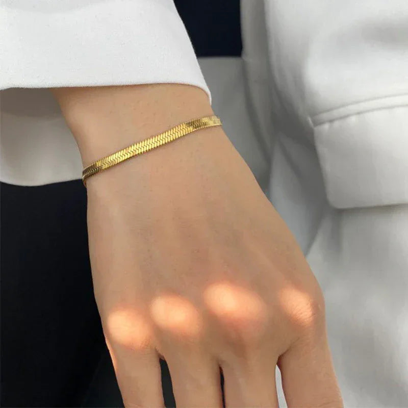 Herringbone Chain Choker & Bracelet Bundle Set