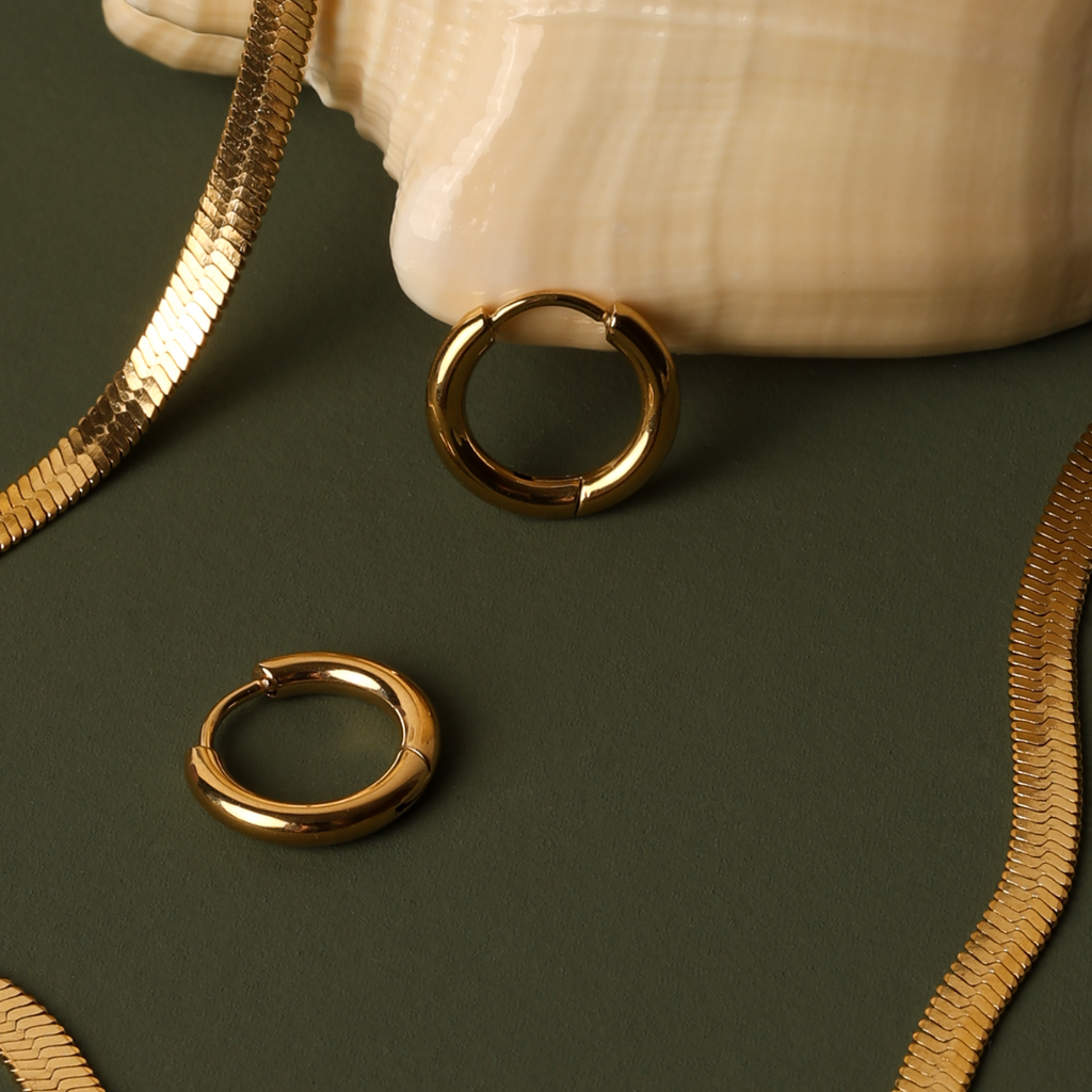 18K Gold Plated Classic Hoop Earrings 3 Sizes