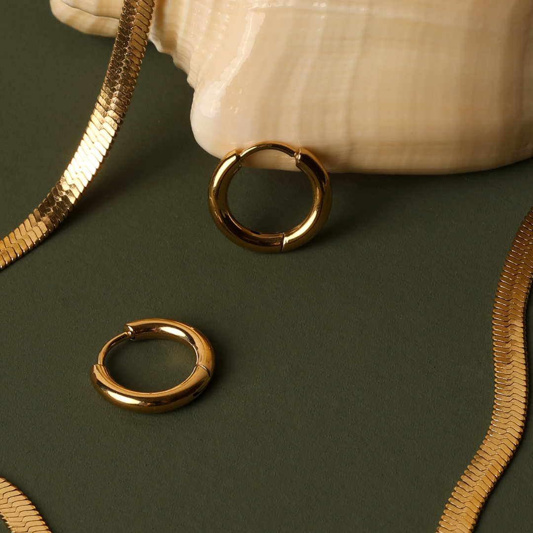 18K Gold Plated Classic Hoop Earrings 3 Sizes