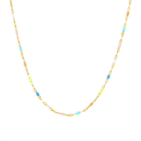 18K Gold Plated Rainbow Enamel Dainty Choker Necklace