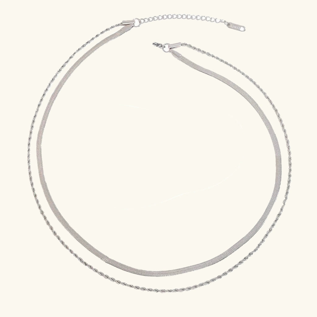 Silver Chain 3-Piece Necklace Bundle Set