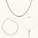 Silver Chain 3-Piece Necklace Bundle Set
