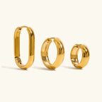 Staple Gold Hoops Trio Earrings Bundle Set