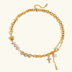 Aveline Diamond & Pearl Gold Necklace